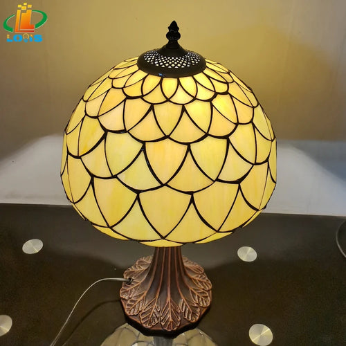 Nordic antique glass table lamp tiffany style - vue 3 sur 6