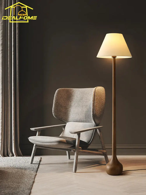 Japanese wabi sabi solid wood decorative floor lamp zen art LED - vue 5 sur 9