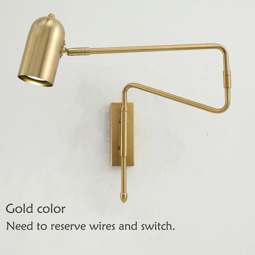 Industrial style adjustable wall light in black and gold - vue 10 sur 11