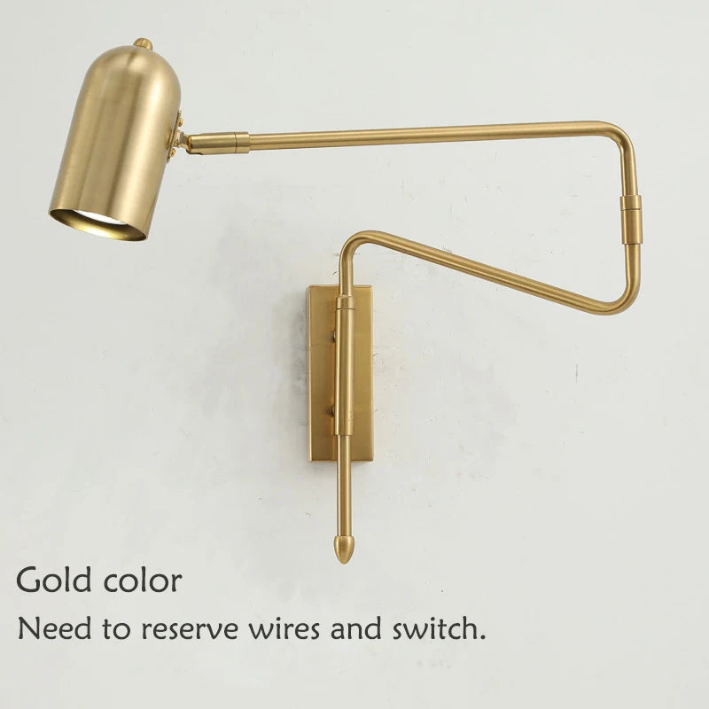 Industrial style adjustable wall light in black and gold - vue 9 sur 11