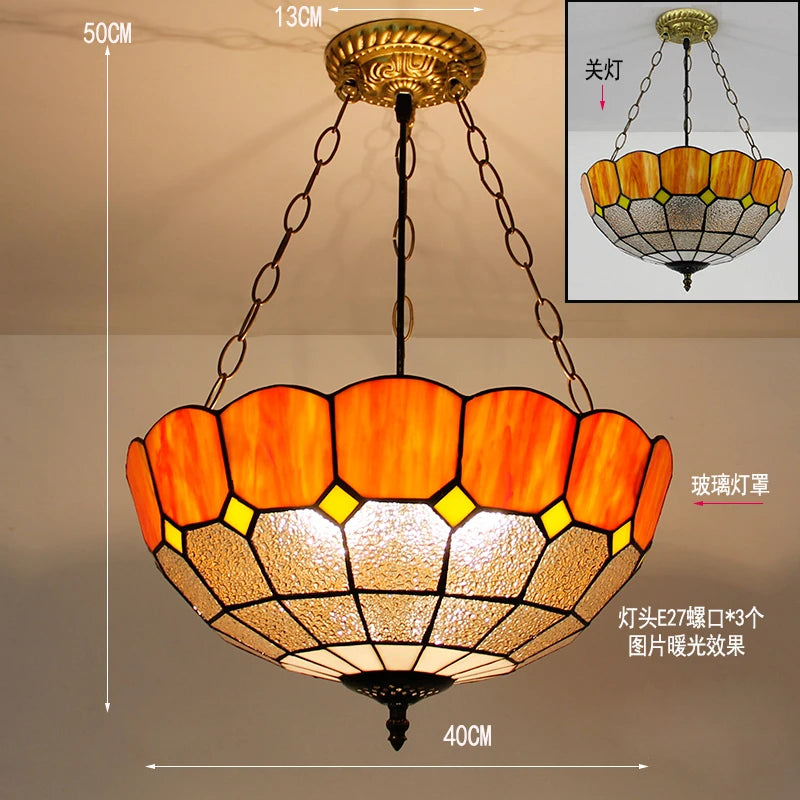 Tiffany style stained glass pendant light for interior decor - vue 20 sur 26