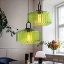 Retro glass pendant chandelier with decorative LED light