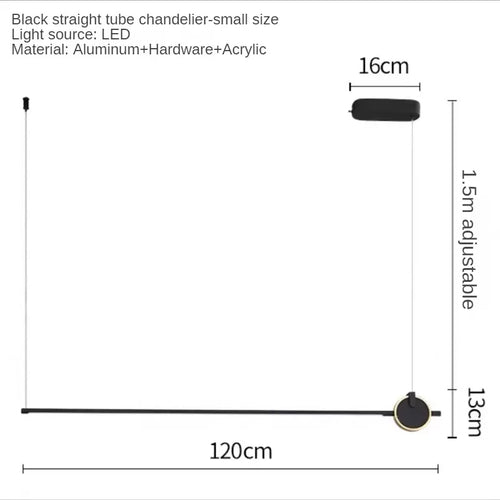 Modern minimalist straight line chandelier for designer office - vue 9 sur 8