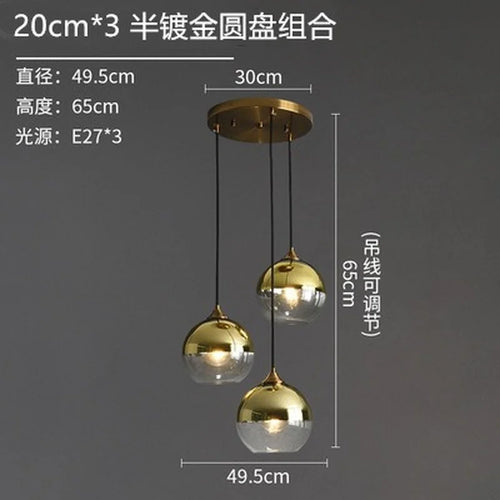 Nordic smoked glass luxury single pendant lamp