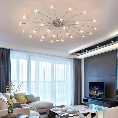 Modern Nordic creative LED ceiling light with starry sky effect for home decoration - vue 4 sur 18