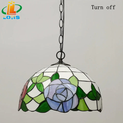 Pastoral tiffany style stained glass chandelier for restaurants and conservatories - vue 7 sur 6