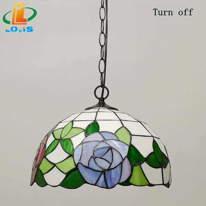 Pastoral tiffany style stained glass chandelier for restaurants and conservatories - vue 6 sur 6