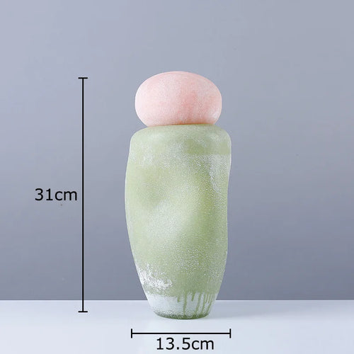 decorative glass vase with lid for artificial flowers - vue 7 sur 8
