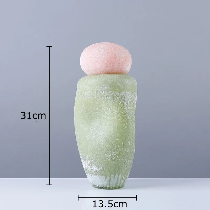 decorative glass vase with lid for artificial flowers - vue 6 sur 8