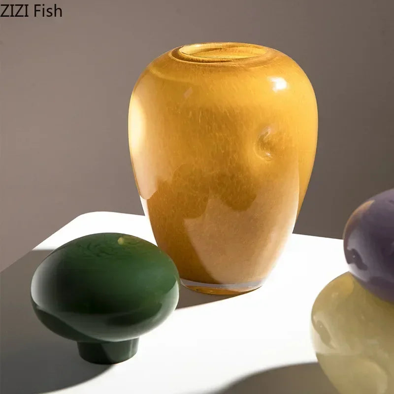 elliptical glass vase with lid for decorative flowers - vue 4 sur 9