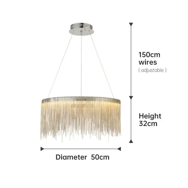 Dimmable LED tassel pendant chandelier with remote control