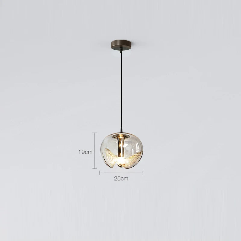 Round glass pendant light for restaurant, bar and kitchen