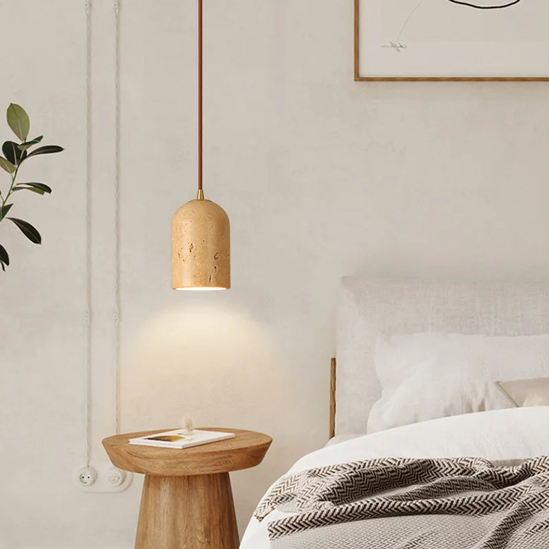 Retro LED pendant chandelier with vintage natural stone - vue 5 sur 6