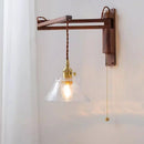 Foldable wooden and glass wall light nordic retro style