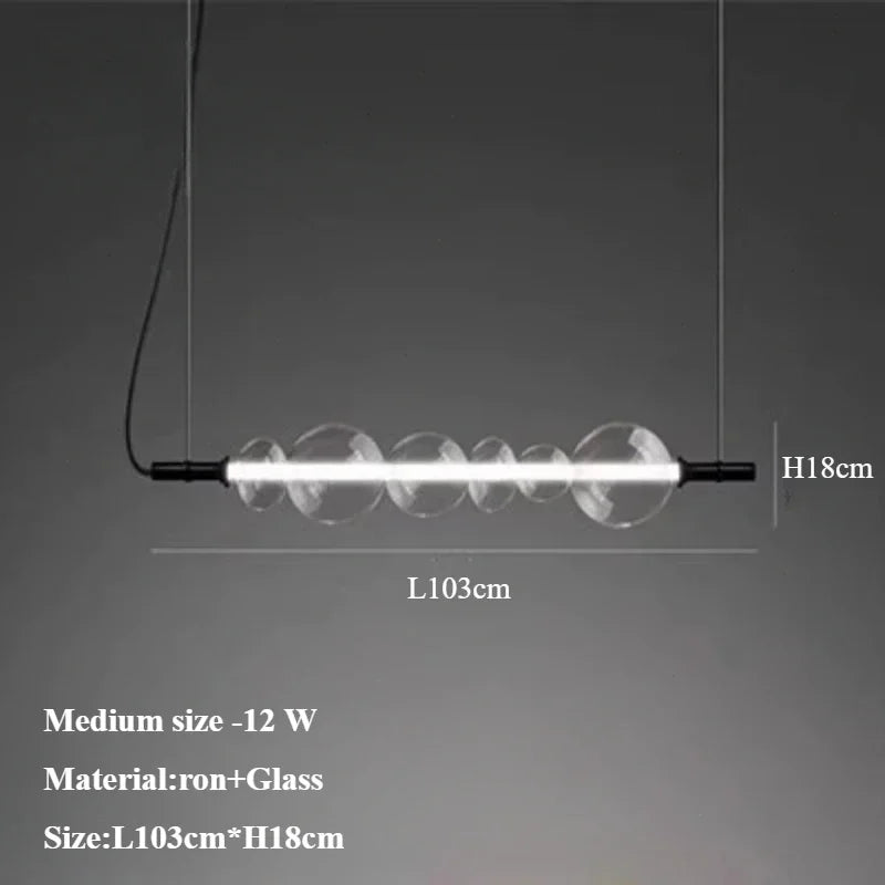Glass pendant chandelier with LED lights for modern decor