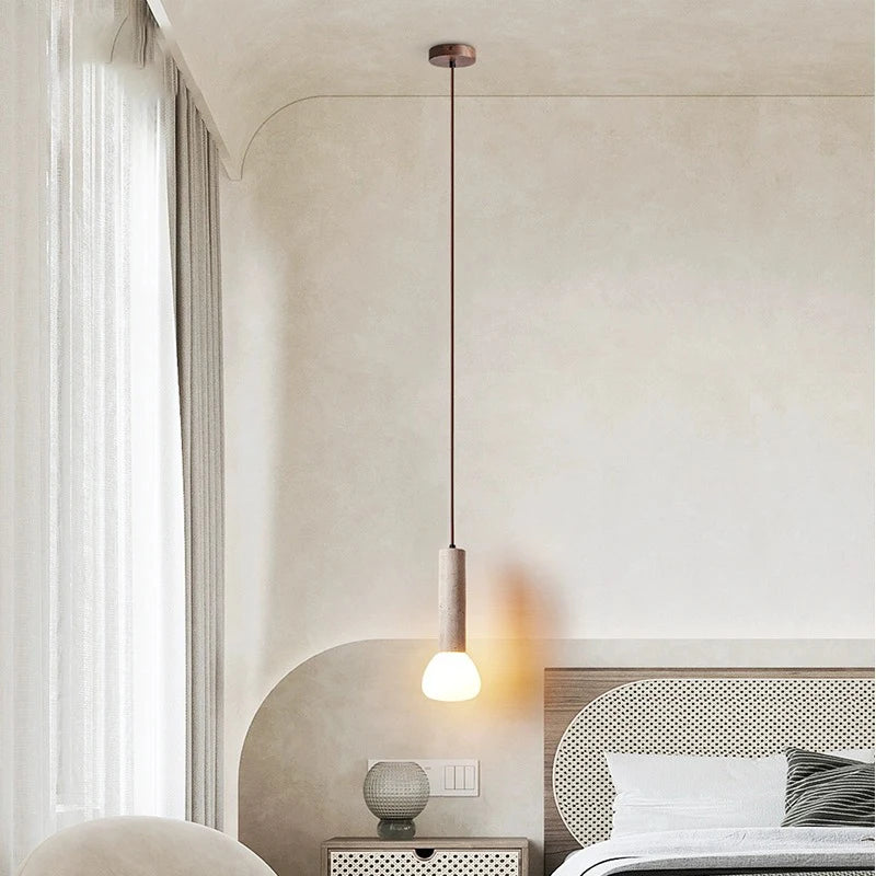 Cream style LED pendant light for living room and bedside - vue 4 sur 6
