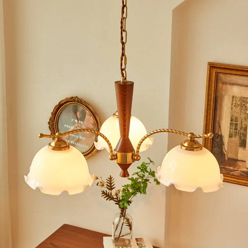 Romantic medieval vintage solid wood chandelier with retro Japanese style - vue 6 sur 8