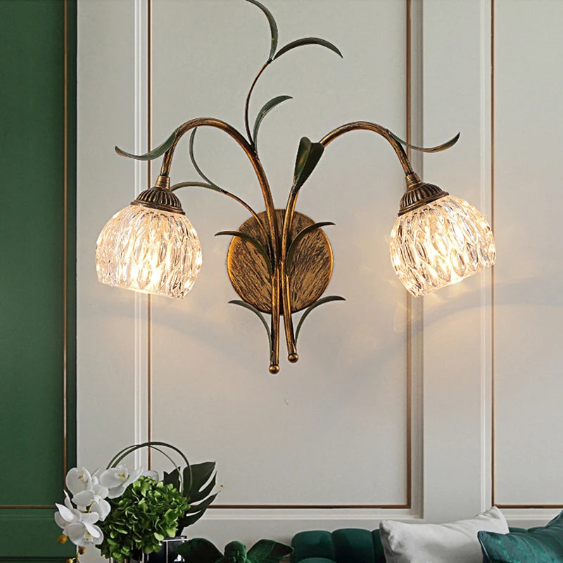 Retro bronze flower wall light