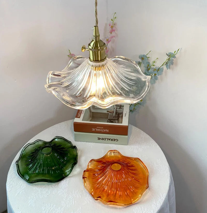 Modern coloured glass flower pendant light