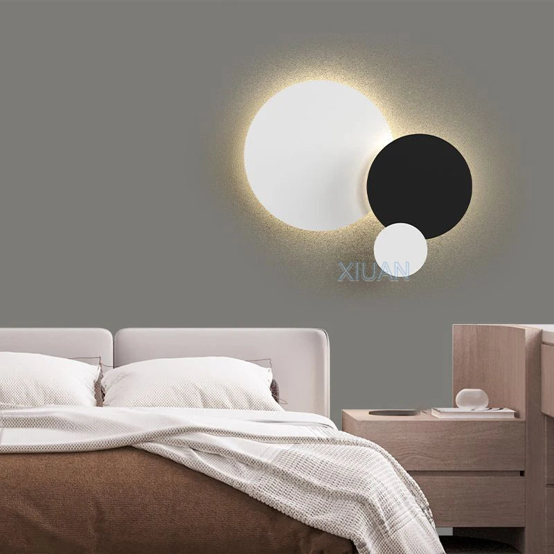Modern bedside lamp with geometric shapes