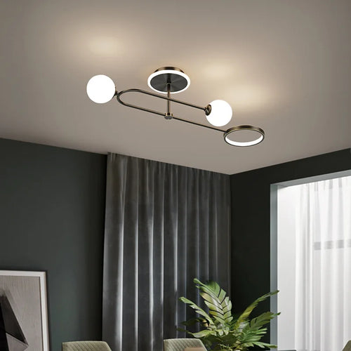 Modern glass LED chandelier - vue 5 sur 12
