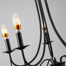 Black wrought iron chandelier with 5 bulbs, vintage industrial American style