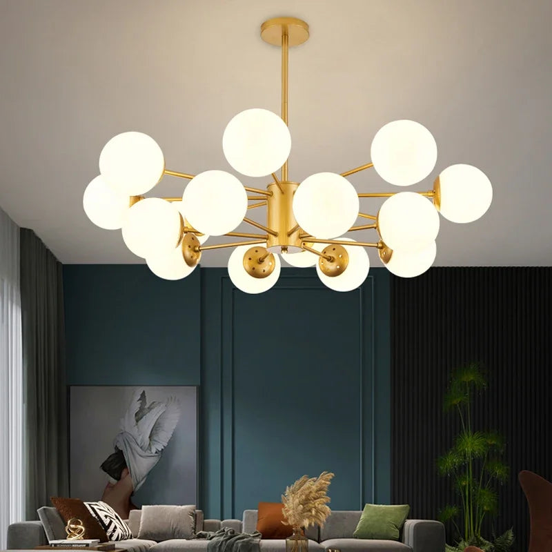 Modern glass chandelier for a bright interior