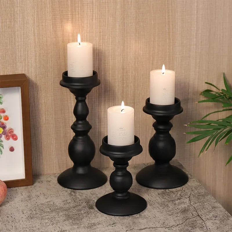 Black iron candle holder nordic style for decoration and weddings