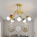 Cartoon animal chandelier monkey zebra tiger giraffe for children