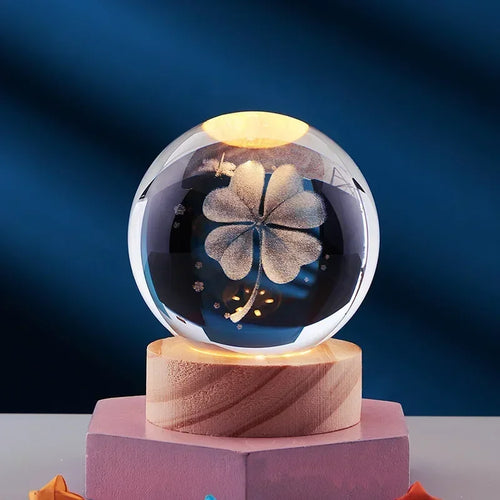 3D crystal night light solar system wooden decorative gift - vue 6 sur 16
