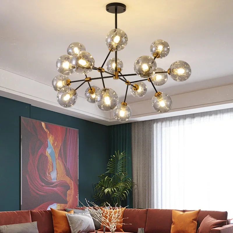 Modern glass pendant chandelier for interior decoration - vue 6 sur 9