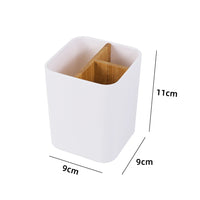 Bamboo toothbrush holder and bathroom accessories organiser