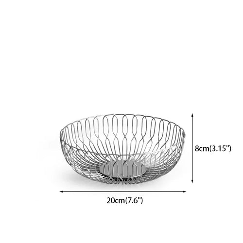 Nordic Stainless Steel Fruit and Vegetable Basket, Bread Baskets for Kitchen, Restaurant, Hotel, Coffee Table, Home Decoration - vue 9 sur 8