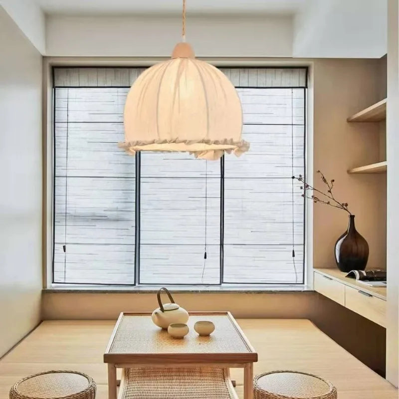 Nordic cotton and linen fabric chandelier - vue 6 sur 16