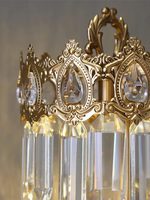 Luxury crystal crown bedside lamp elegant decoration for bedroom - vue 6 sur 5