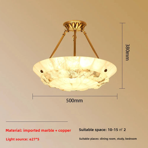 Minimalist copper and marble chandelier modern design - vue 8 sur 10