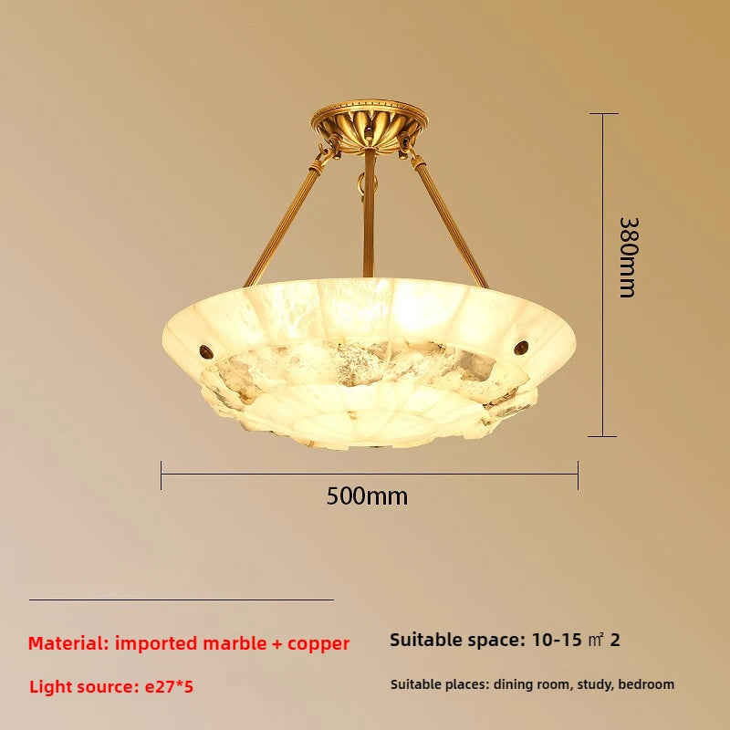 Minimalist copper and marble chandelier modern design - vue 7 sur 10