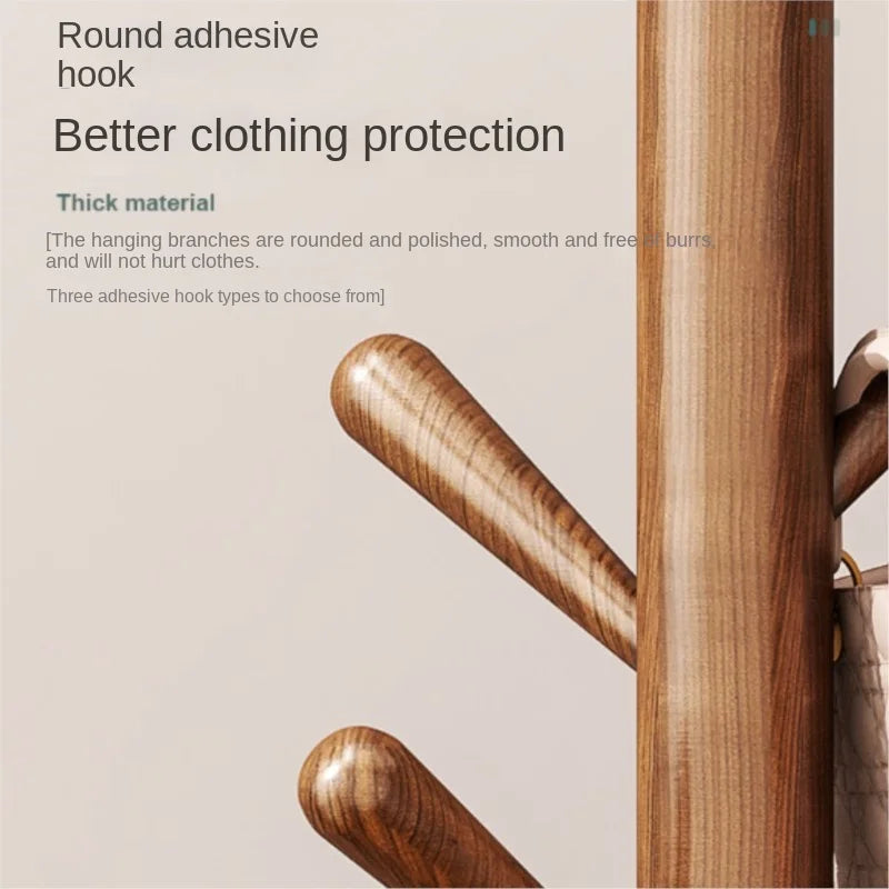 solid wood floor-standing clothes rack for home