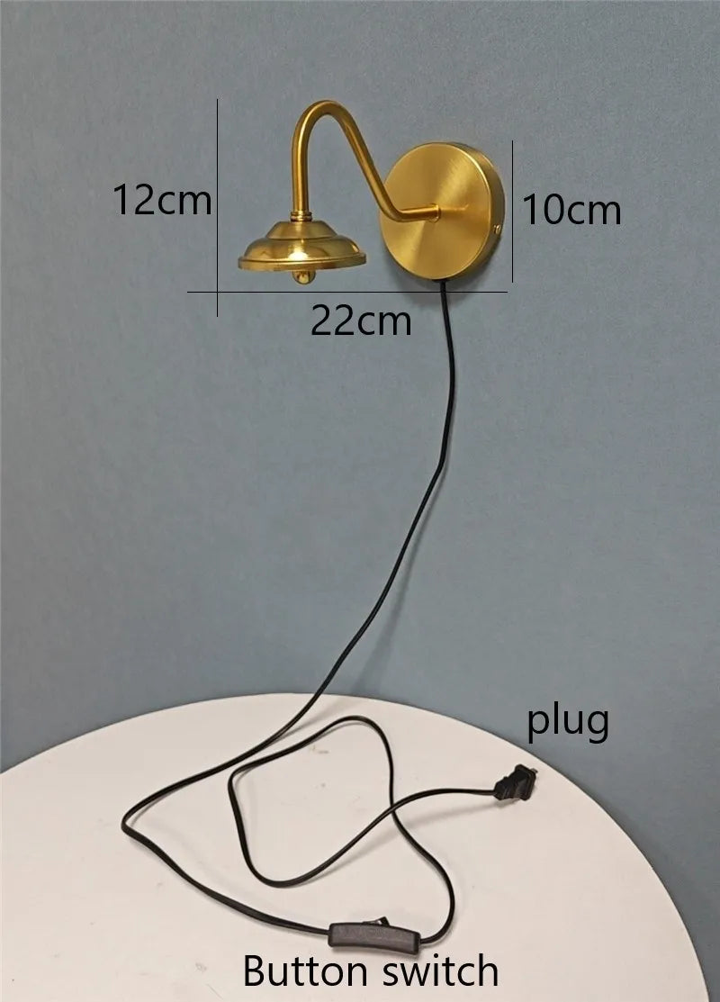 Modern curved gold wall light with LED switch nordic decor