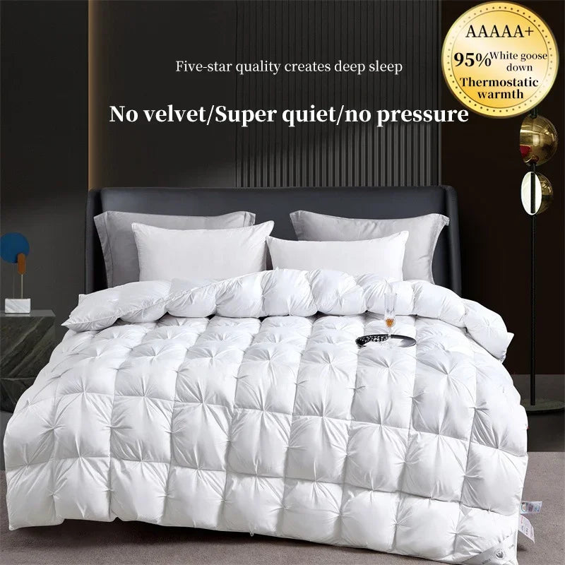 100% white goose down comforter, high-quality five-star hotel twisted flower comforter, pure cotton winter thick comforter - vue 4 sur 11