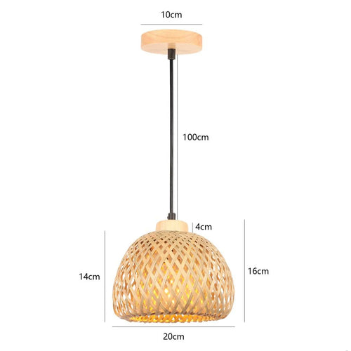 Handwoven bamboo chandelier with integrated LED - vue 14 sur 16