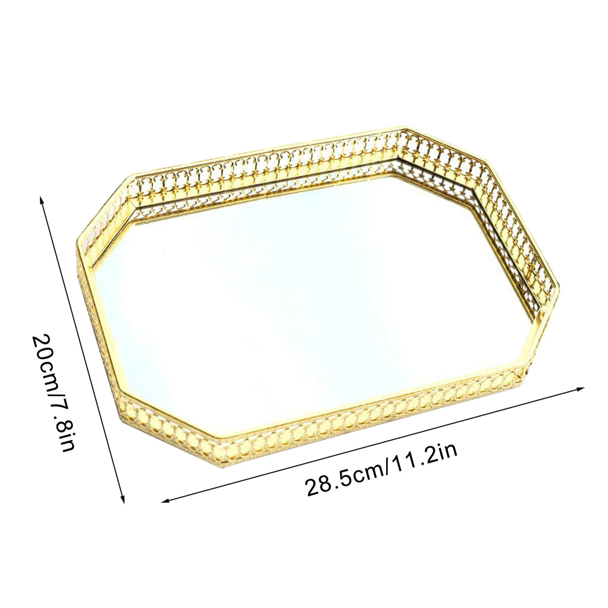 Decorative metal mirrored storage tray for cosmetics and tableware - vue 14 sur 14