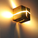 Creative cube wall light in solid wood and resin with handmade LED