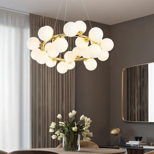 Creative nordic frosted glass pendant light, minimalist design - vue 4 sur 9