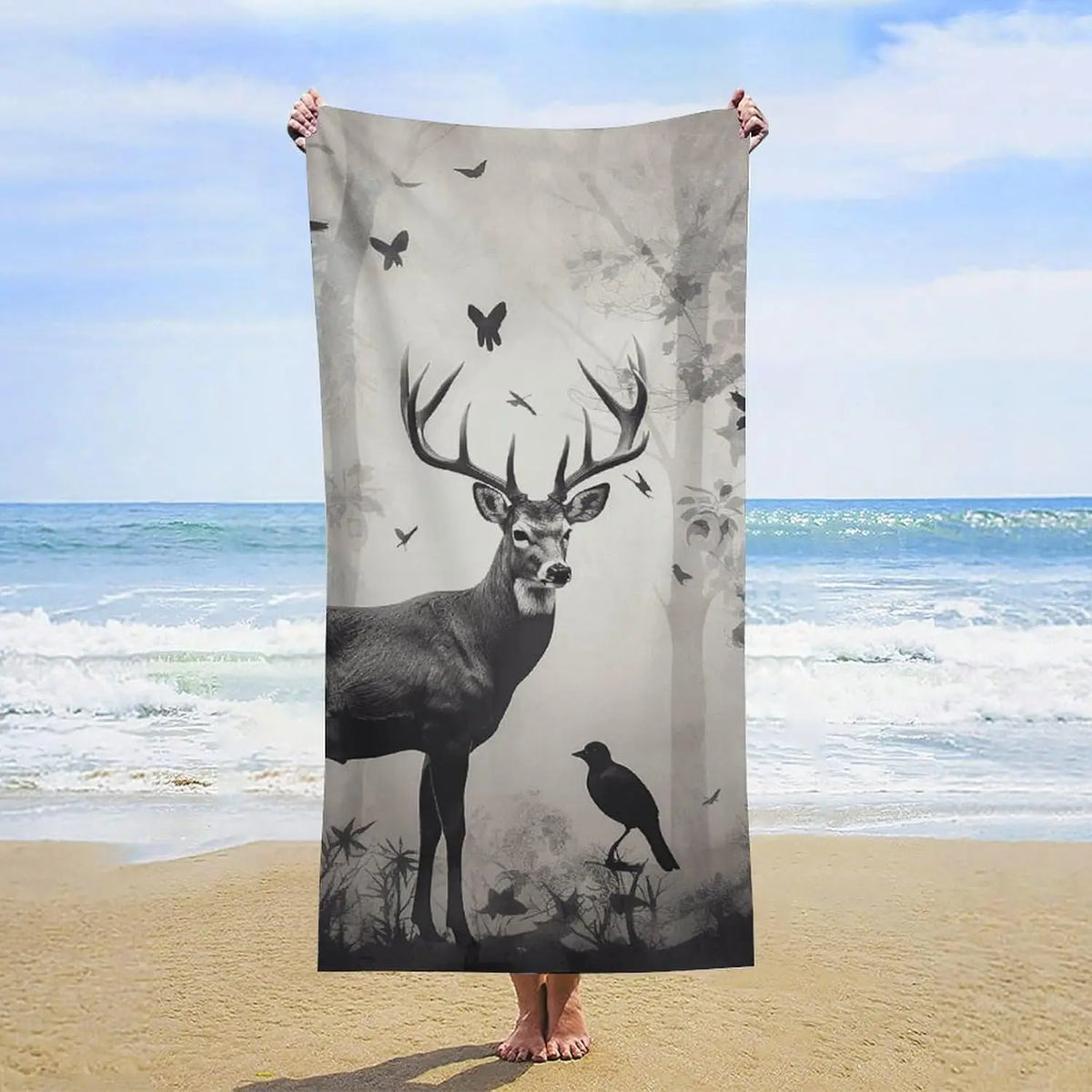 Lightweight sand-free check beach towel