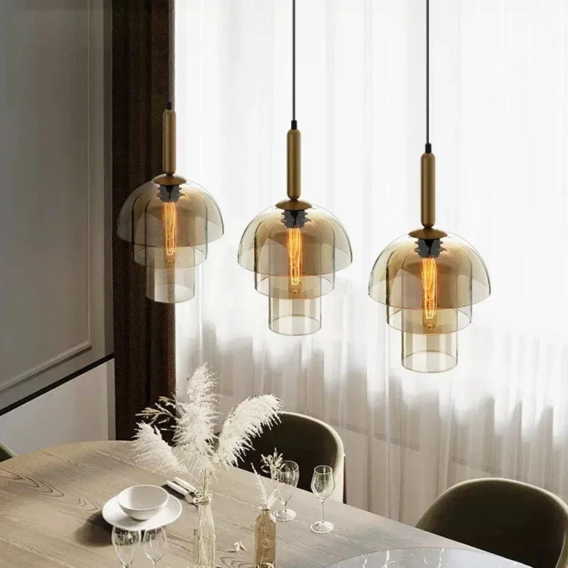 Modern LED pendant light, vintage art, champagne glass, living room hallway, bar decoration pendant light