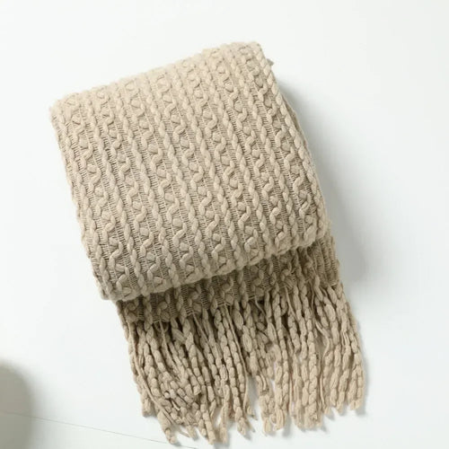 Soft boho check throw with tassels for living room