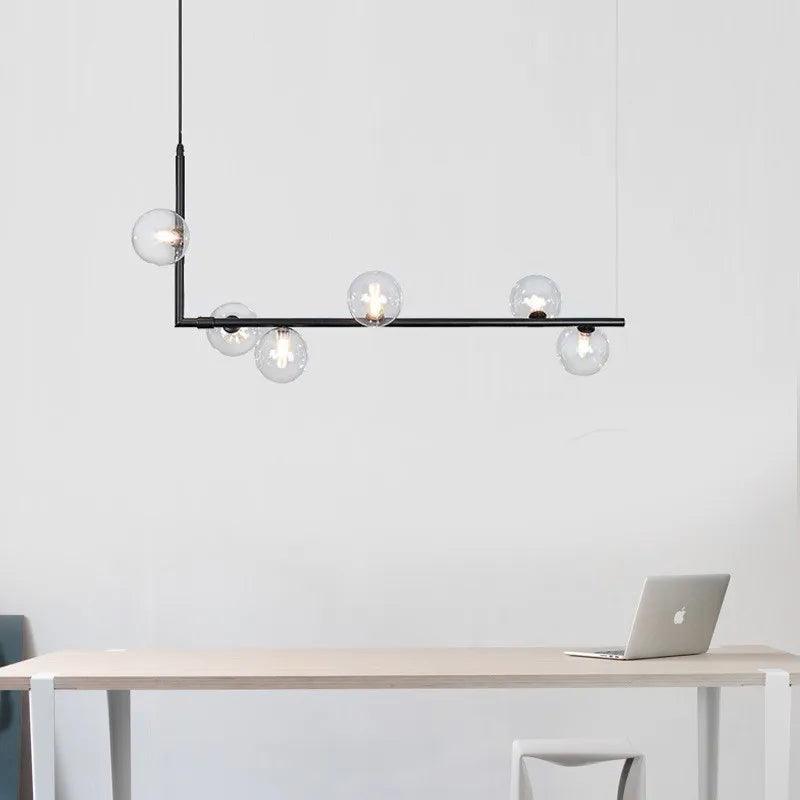 Modern linear chandelier for interior decor and dining table - vue 4 sur 10