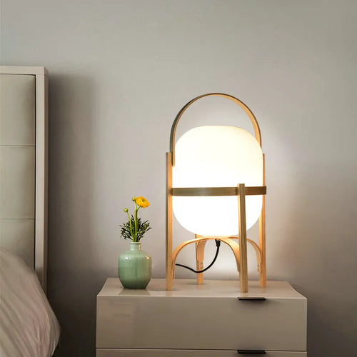 Modern wooden floor lamp for living room, study, bedroom, portable - vue 6 sur 8