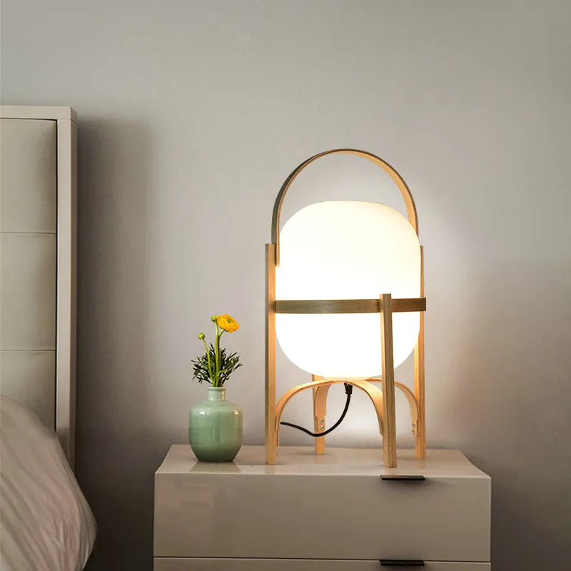 Modern wooden floor lamp for living room, study, bedroom, portable - vue 6 sur 8